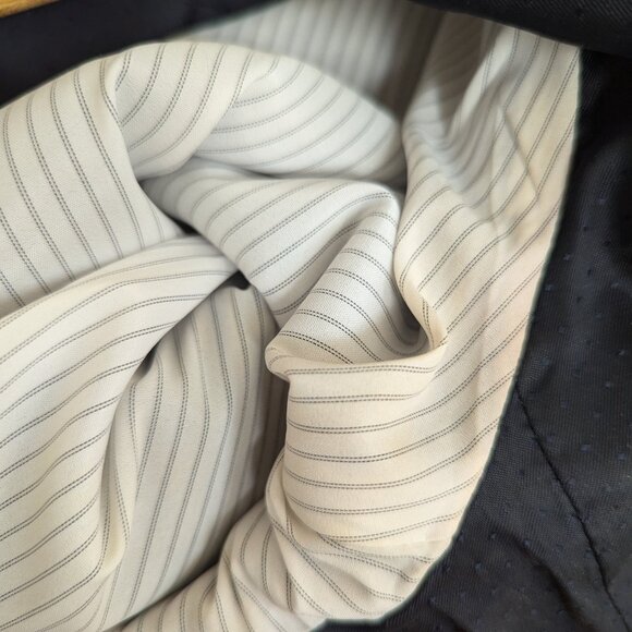 Banana Republic Navy Blue Pinstripe Wool Blazer  - Size 14 - Picture 10 of 10